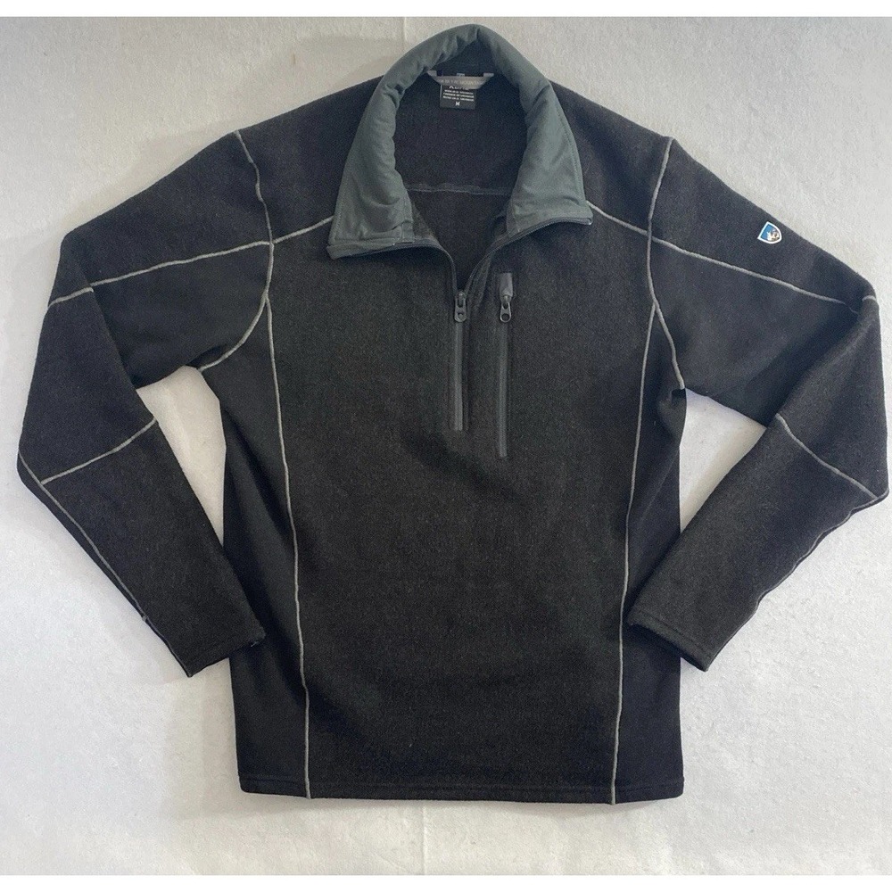 Kuhl Women's 1/4 Zip Fleece Pullover Front Zip Pocket Logo In Black Size M